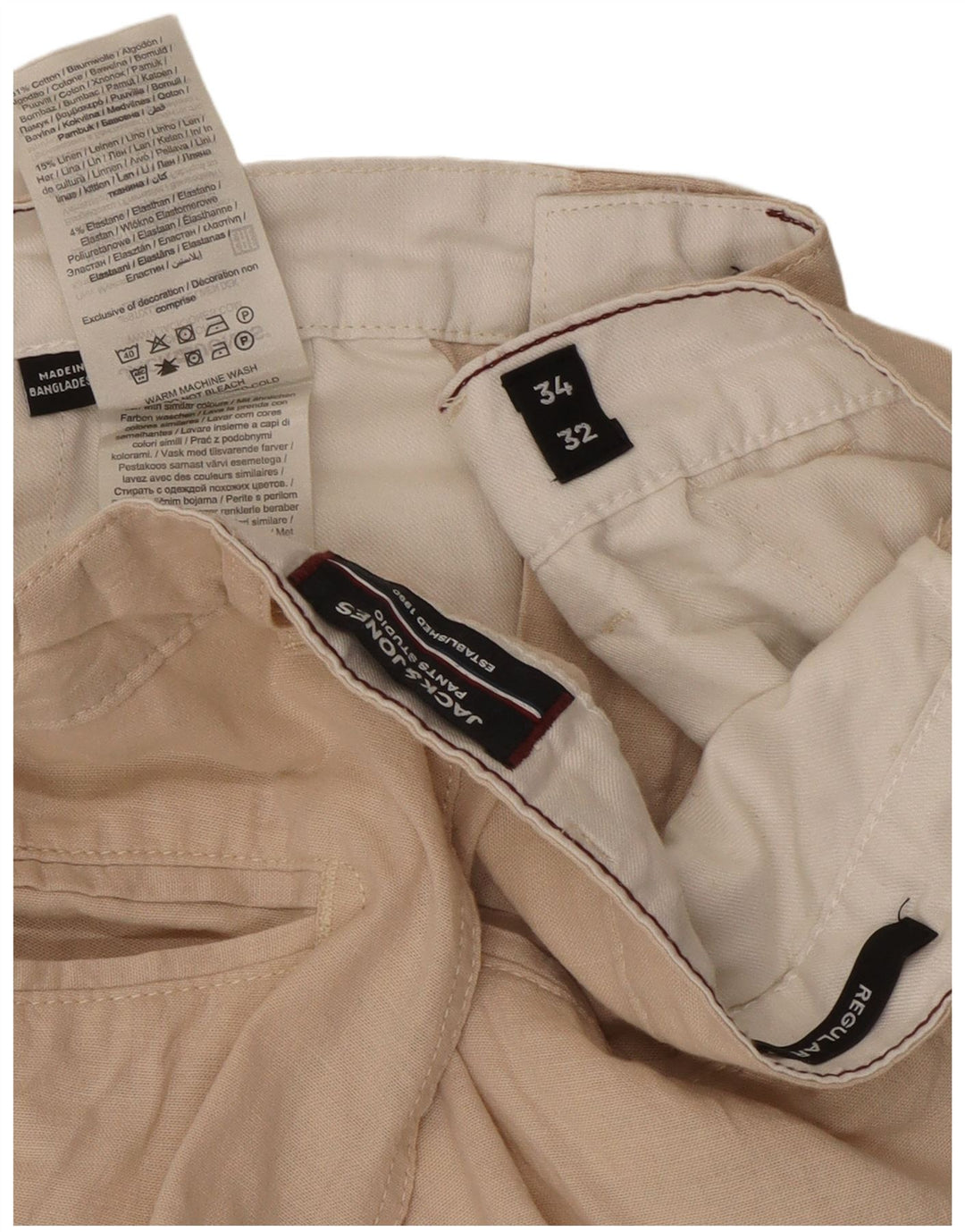 Jack & Jones Bărbați Straight Regular W34 L32 Bej Bumbac