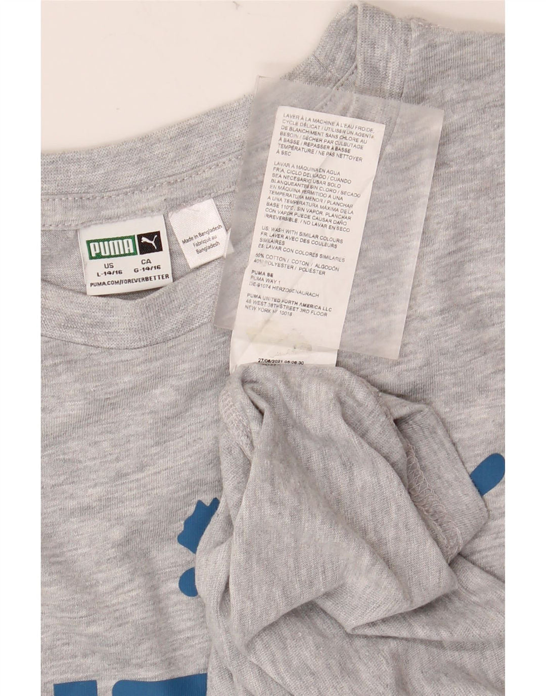 Tricou grafic PUMA pentru băieți Top 13-14 ani mare bumbac gri