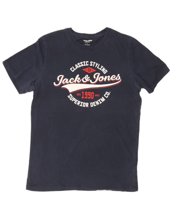 Tricou cu grafic Jack & Jones pentru bărbați Top mare din bumbac bleumarin