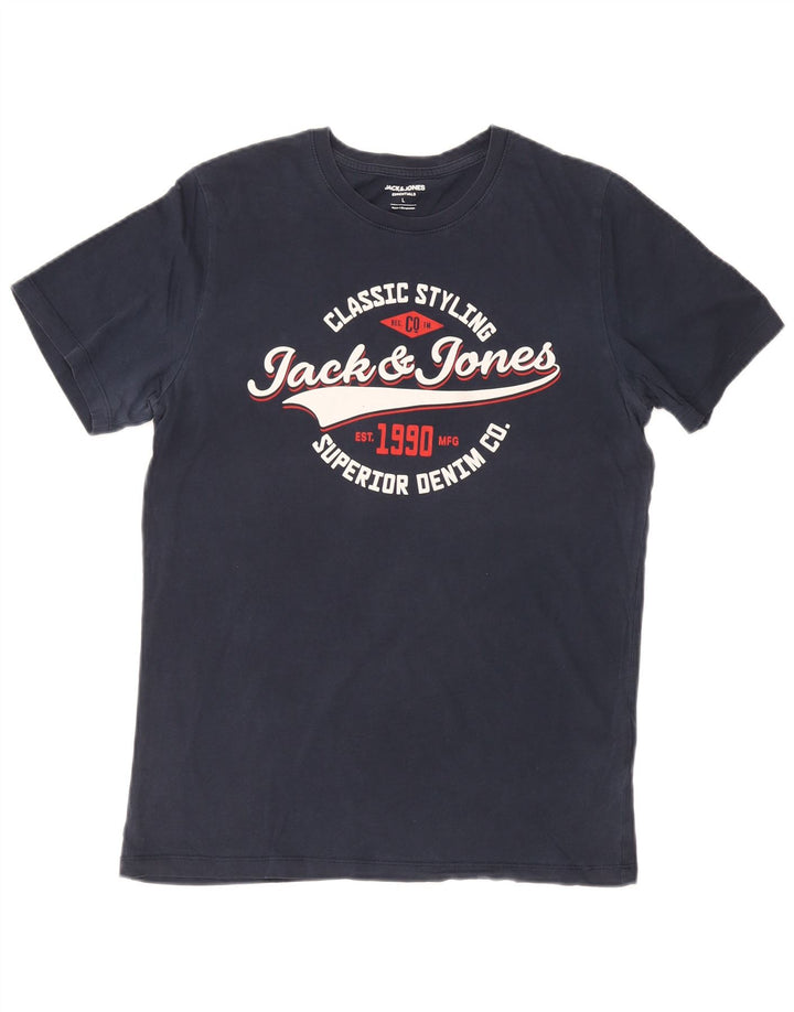 Tricou cu grafic Jack & Jones pentru bărbați Top mare din bumbac bleumarin