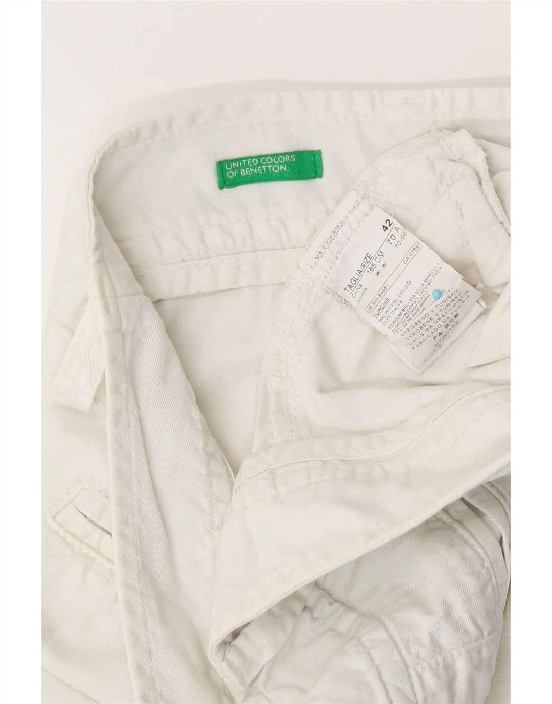 Pantaloni scurți chino pentru femei Benetton IT 42 Medium W30 Bumbac alb