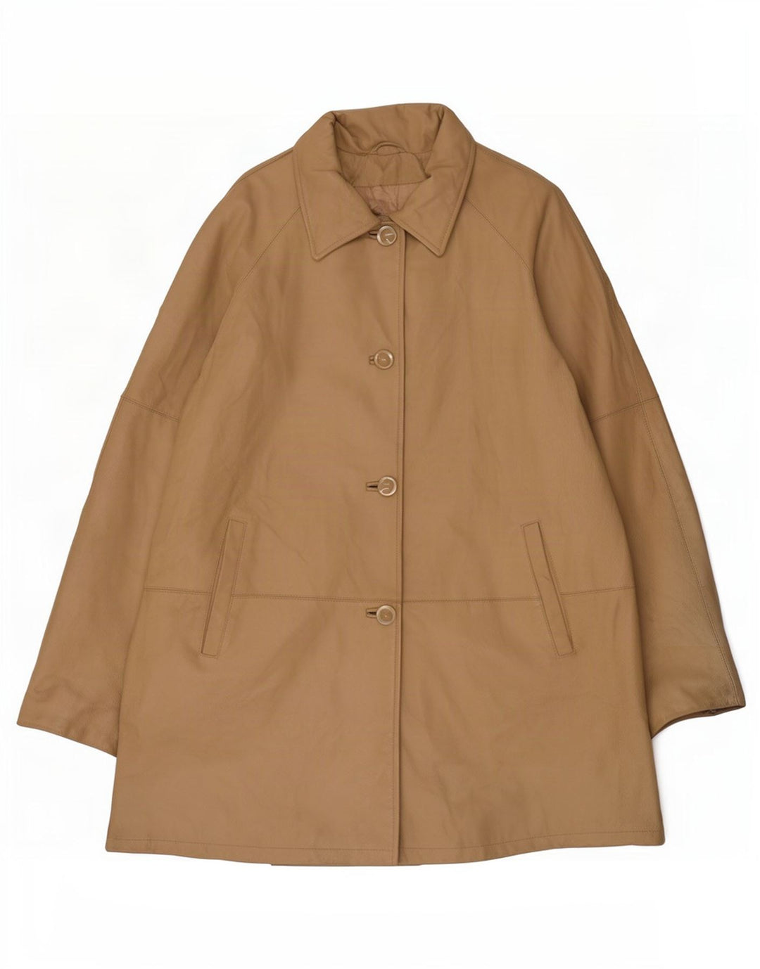 Palton din piele vintage pentru femei EU 50 3XL Bej Clasic