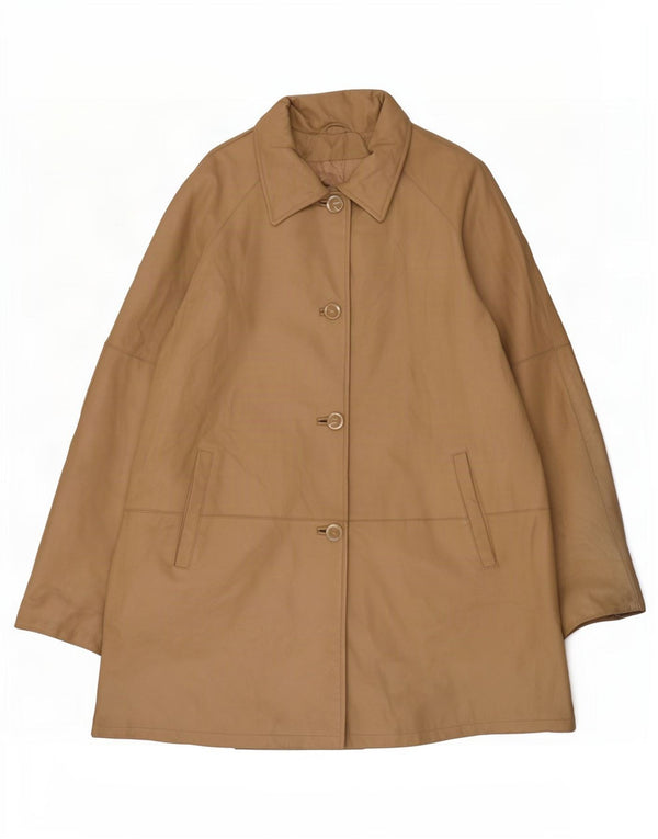 Palton din piele vintage pentru femei EU 50 3XL Bej Clasic