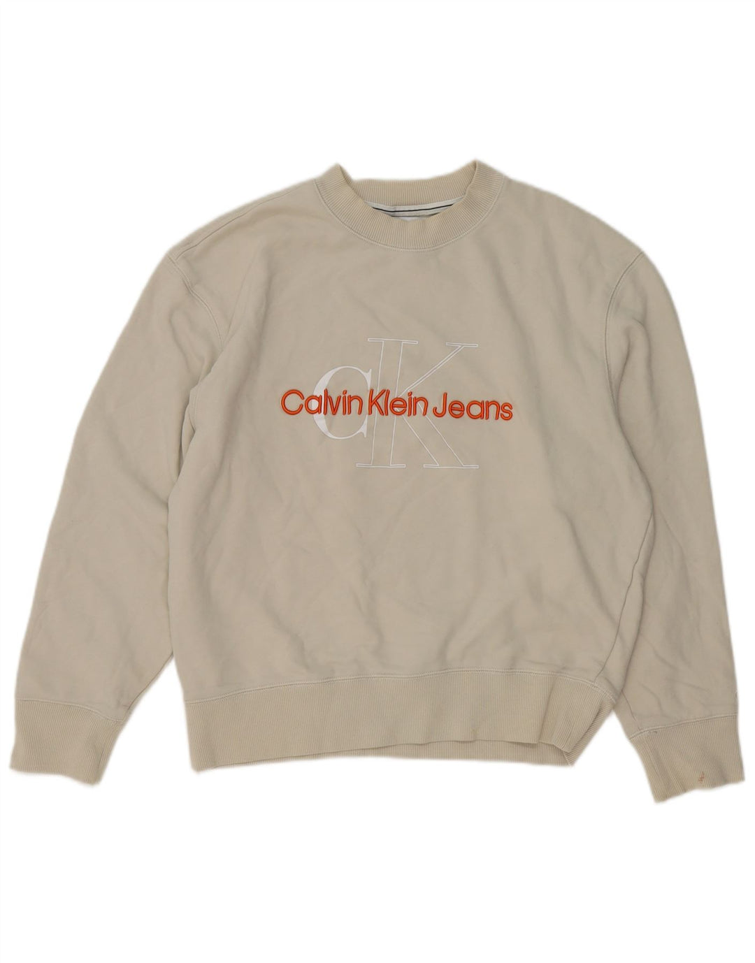 Pulover Calvin Klein Jeans pentru bărbați, cu grafică, din bumbac alb mediu