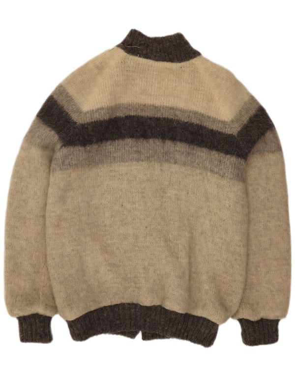 Jachetă aviator din tricot pentru bărbați Alafoss Icewool UK 40, mare, gri, color bloc de iarnă