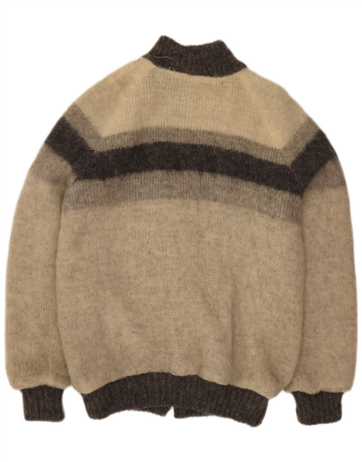 Jachetă aviator din tricot pentru bărbați Alafoss Icewool UK 40, mare, gri, color bloc de iarnă