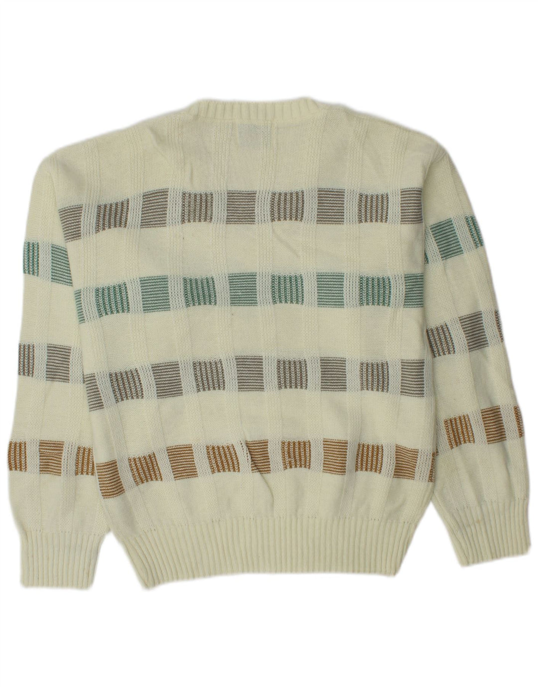 LONDON FOG Pulover cu decolteu în V pentru bărbați, mic, cu dungi acrilice, alb