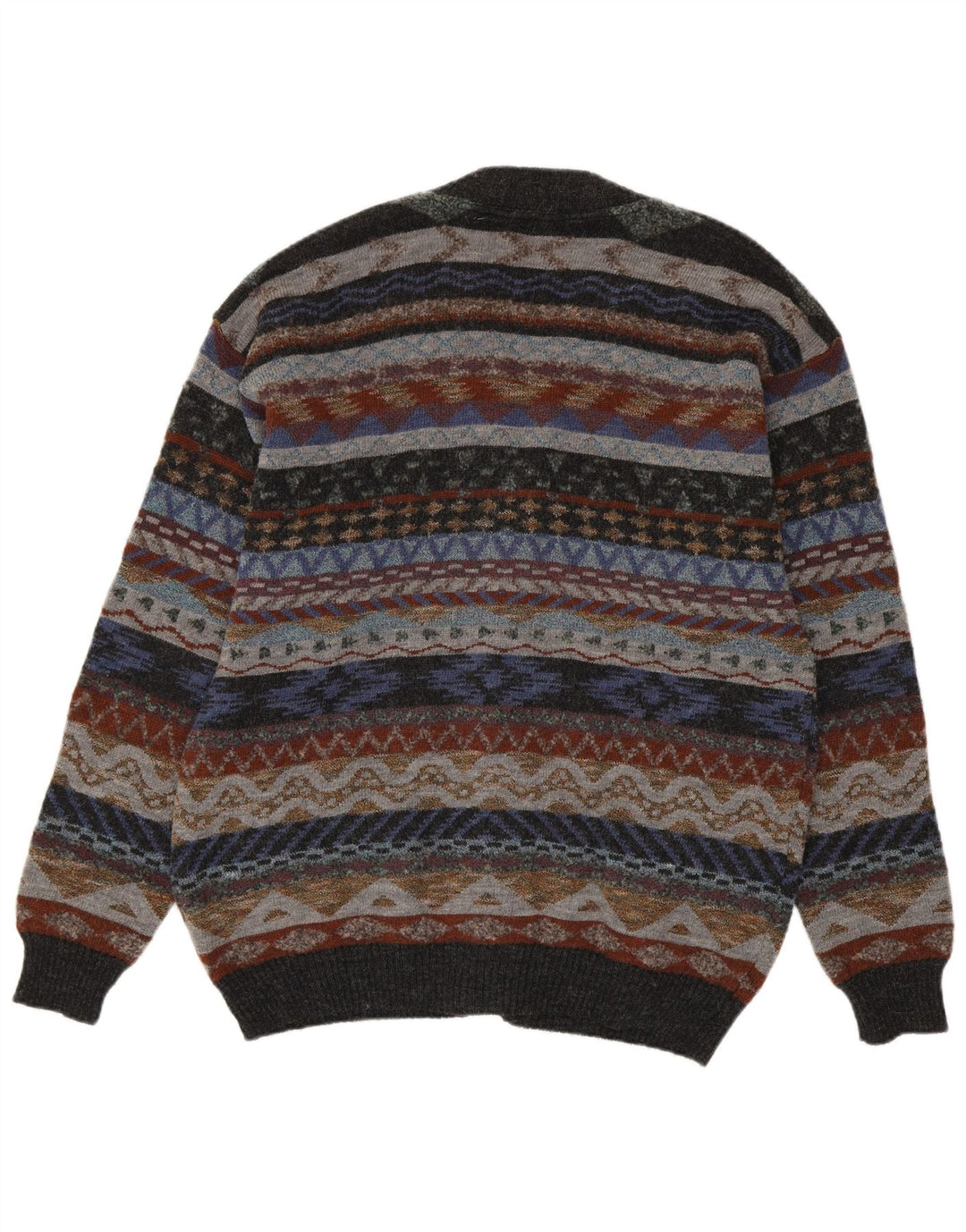 COMPASS CARD Pulover cardigan pentru bărbați IT 52 Lână geometrică mare gri