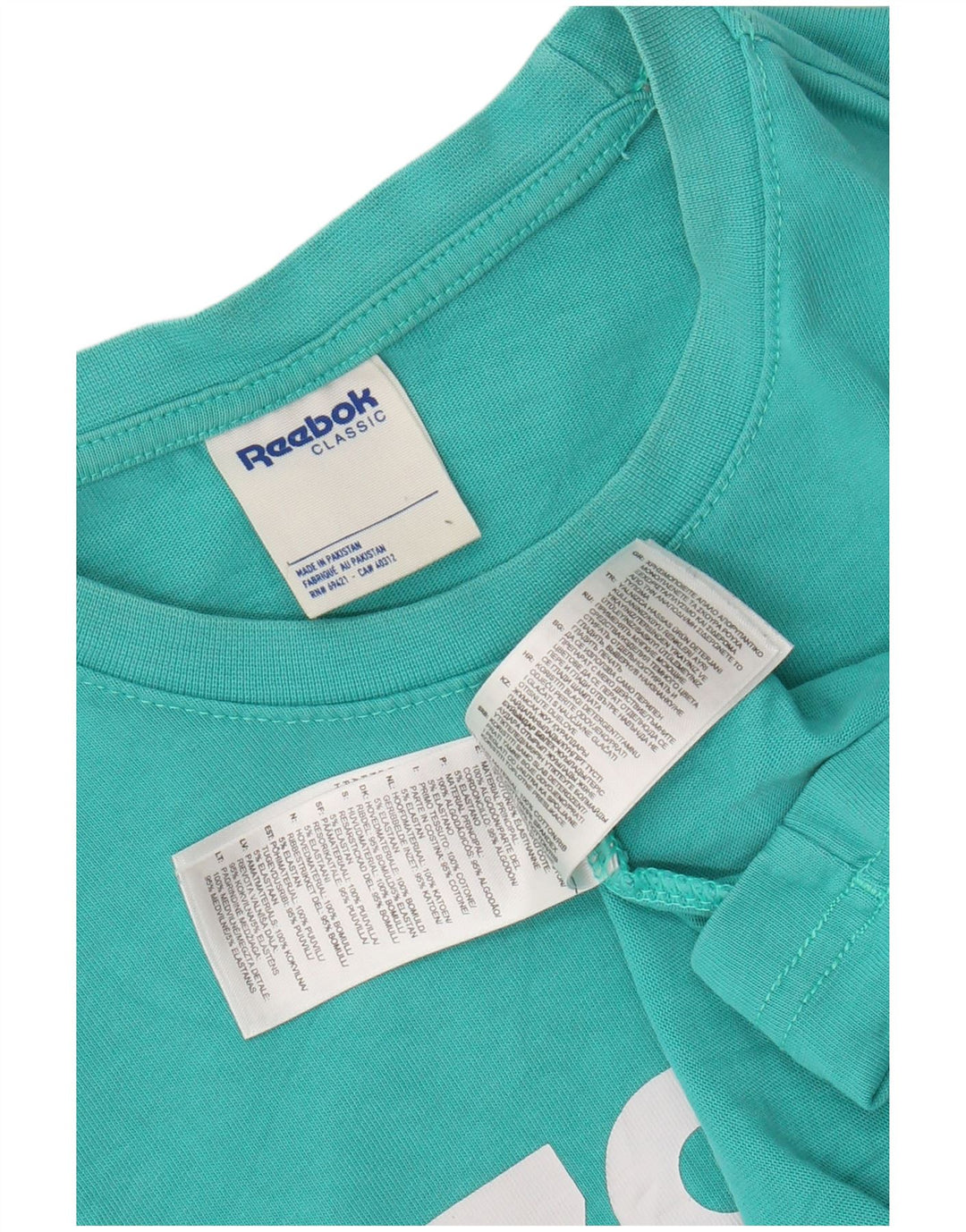 Tricou grafic clasic pentru bărbați REEBOK Top din bumbac turcoaz mediu