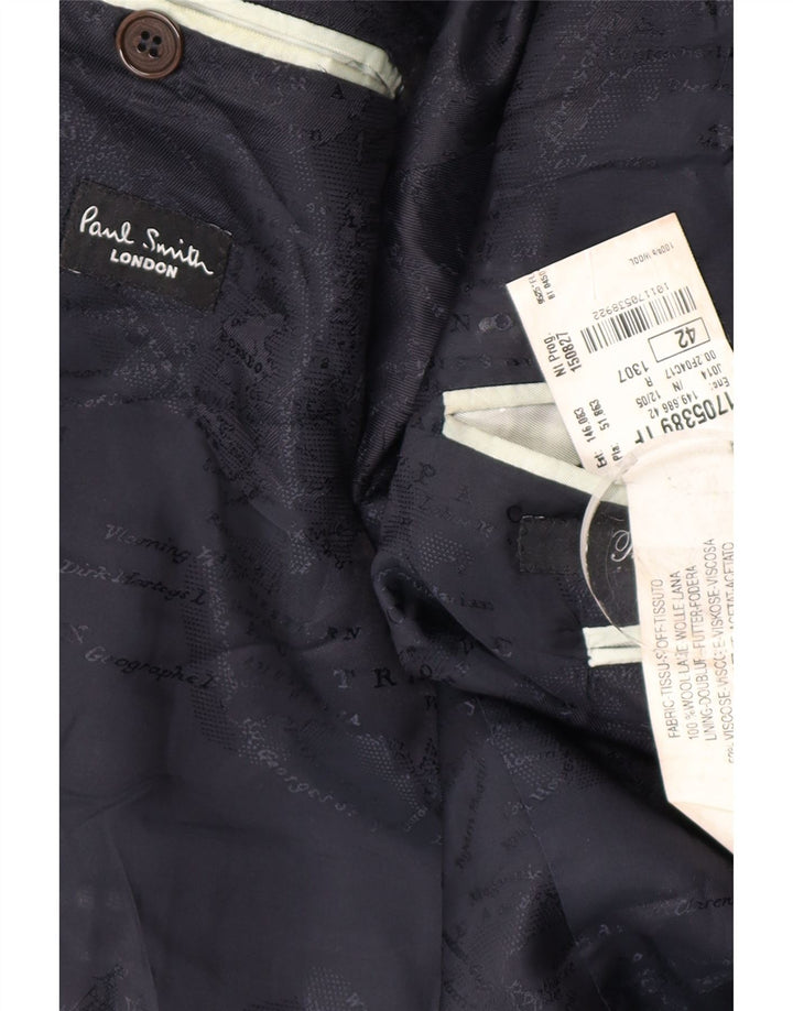 Sacou Paul Smith pentru bărbați, cu 2 nasturi, UK 42 XL, lână cu dungi, albastru bleumarin