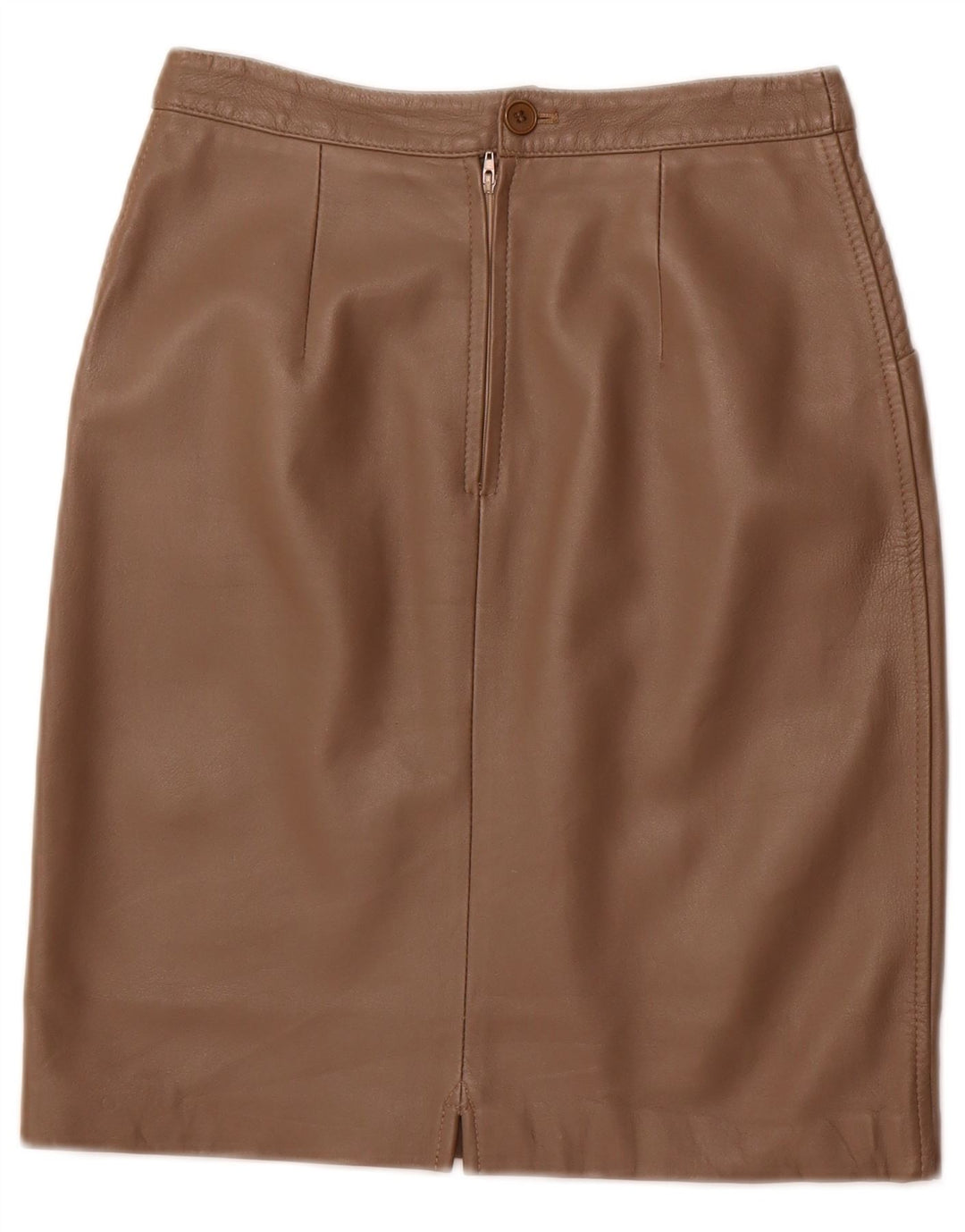 Fusta din piele pentru femei VINTAGE cu talie înaltă IT 42 Medium W26 Piele maro