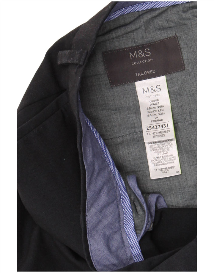 Pantaloni de costum drepți croiți pentru bărbați Marks & Spencer L34 L33 bleumarin