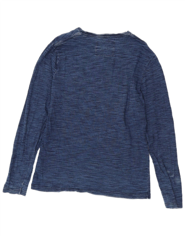 JACK WILLS Top pentru bărbați cu mânecă lungă mare, albastru bleumarin, bumbac cu pete