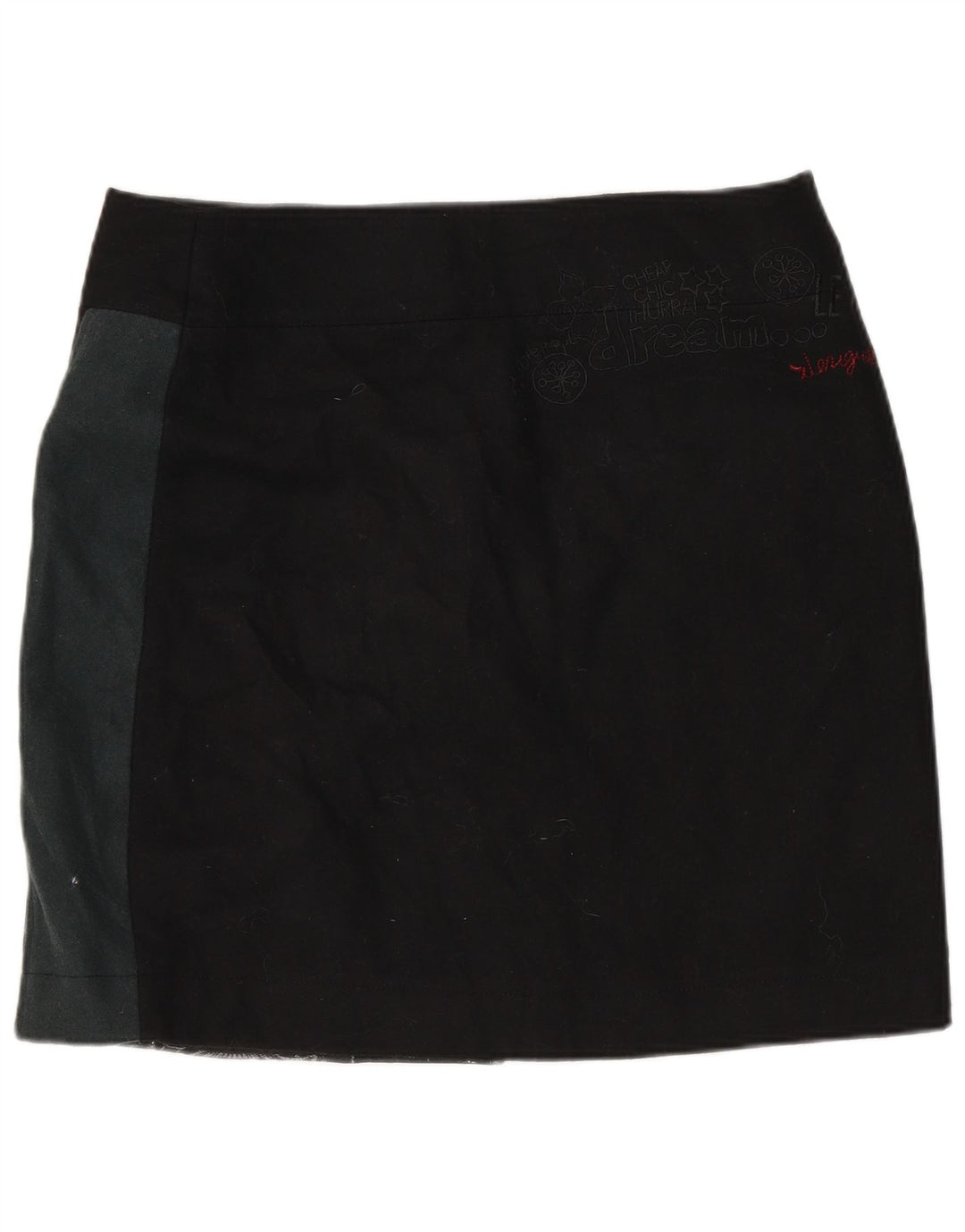 Fusta Wrap Desigual pentru femei EU 40 Medium W32 Lână neagră cu patchwork