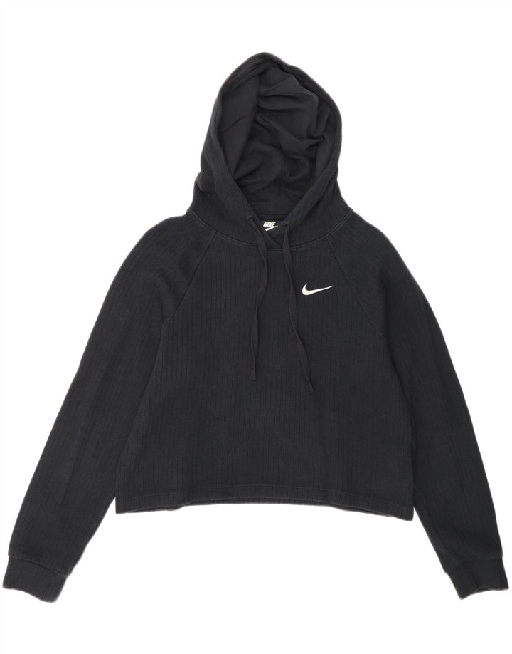 NIKE Womens Crop Jumper Sweater UK 10 Small Black Cotton Vintage Nike and Second-Hand Nike from Messina Hembry 