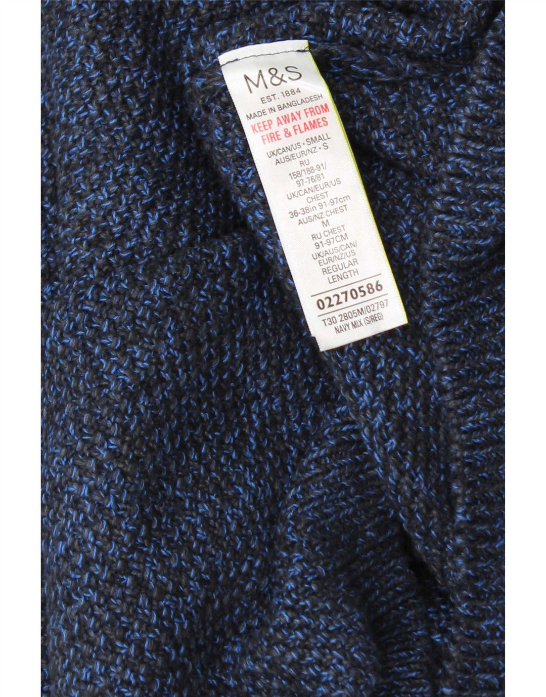 Pulover pentru bărbați Marks & Spencer cu gât roșu, bumbac cu pete albastre mici