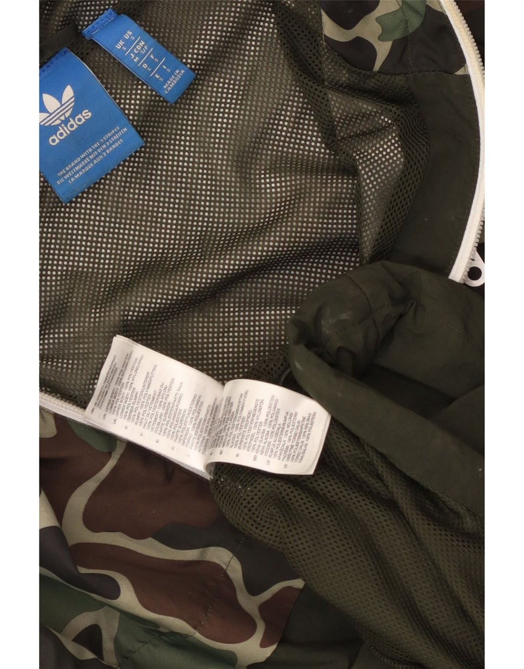 Jachetă de ploaie cu glugă pentru bărbați Adidas UK 36 Poliester camuflaj kaki mic