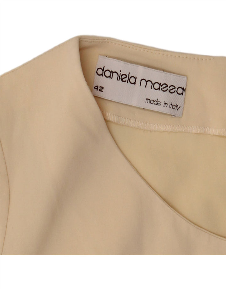 DANIELA MASSA Womens Graphic Sheath Dress IT 42 Medium Yellow Acrylic Vintage Daniela Massa and Second-Hand Daniela Massa from Messina Hembry 