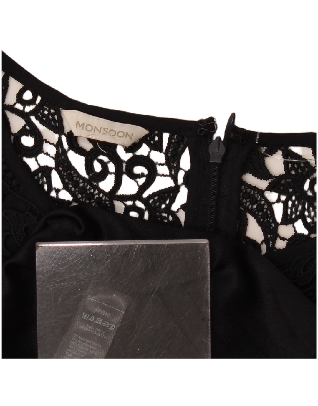 MONSOON Rochie A-Line pentru Femei cu mâneci 3/4 UK 10 Mic Bleumarin Floral