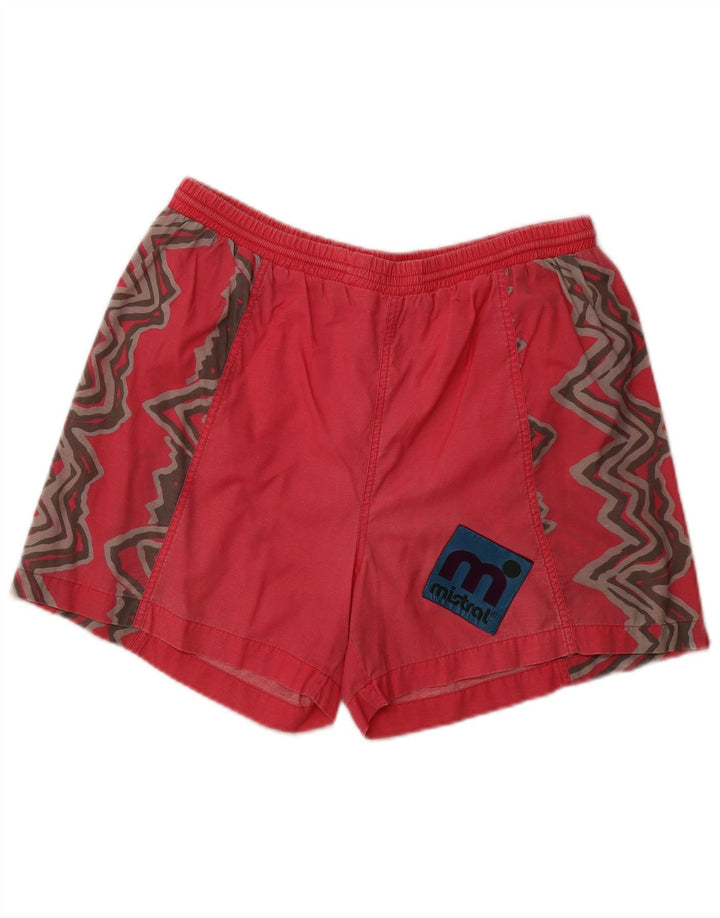 MISTRAL Mens Graphic Sport Shorts Large  Red Chevron Cotton