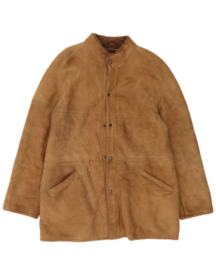 Pardesiu din shearling vintage pentru bărbați IT 54 2XL bej