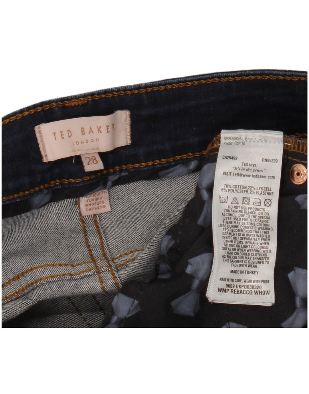 Blugi skinny pentru femei TED BAKER L28 L27 bumbac bleumarin