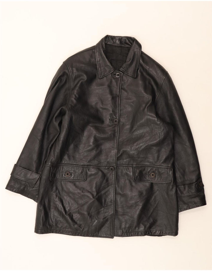 Palton din piele vintage pentru femei IT 46 mare negru