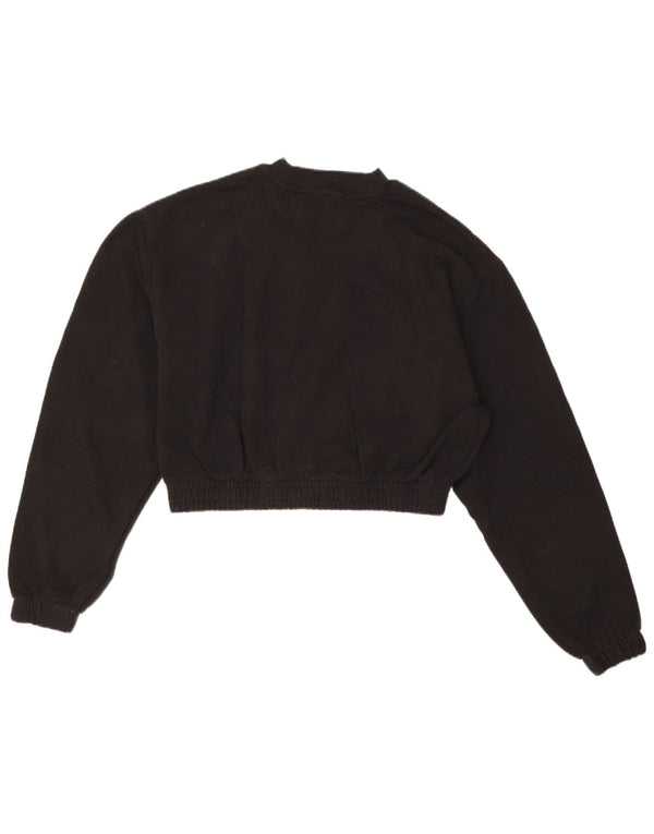 Calvin Klein Jeans pentru femei Crop Hanorac Pulover UK 12 Medium Black Bumbac
