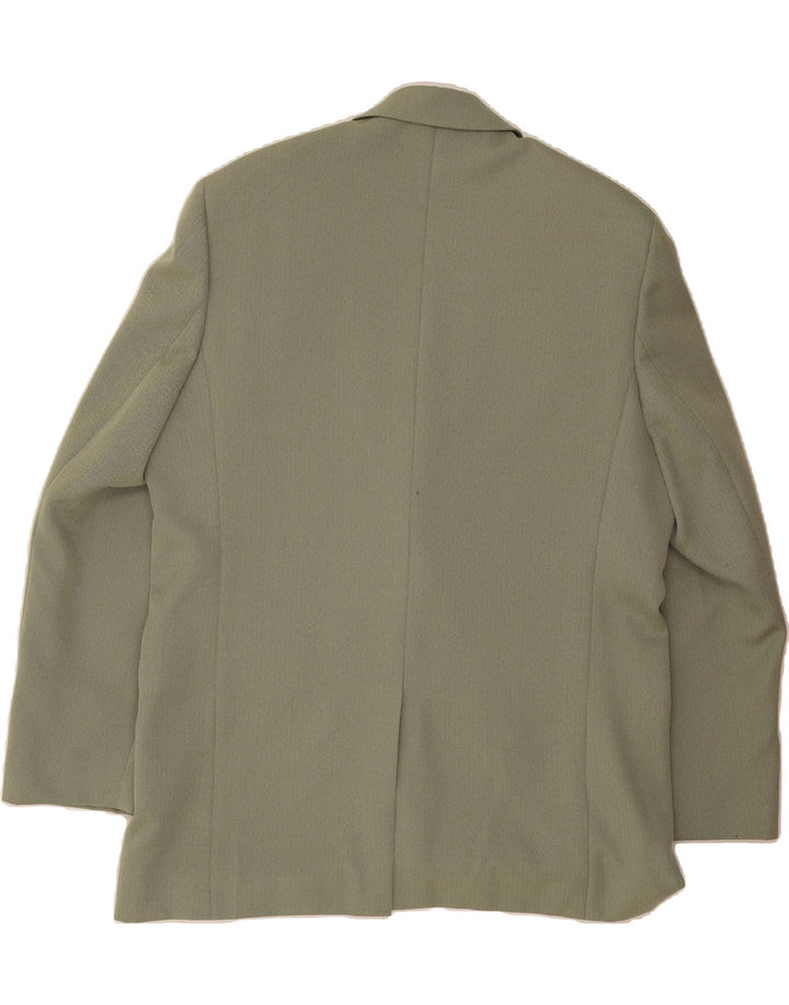 VINTAGE Mens 2 Button Blazer Jacket UK 46 3XL Green Chevron Polyester Vintage Vintage and Second-Hand Vintage from Messina Hembry 