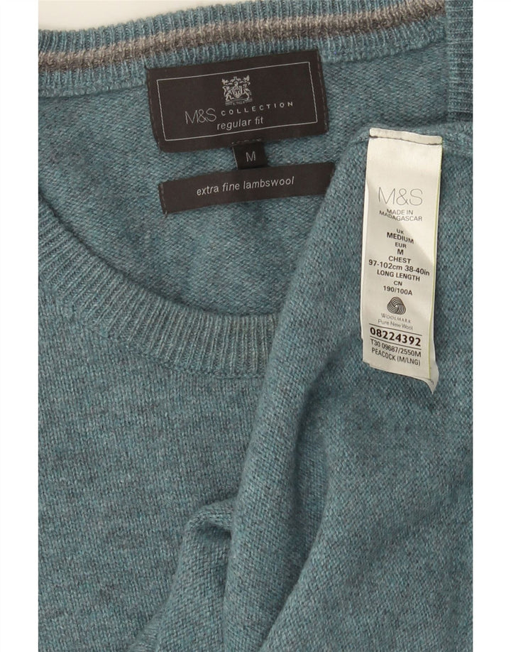 Pulover Marks & Spencer pentru bărbați, cu gât roșu, pete albastru mediu