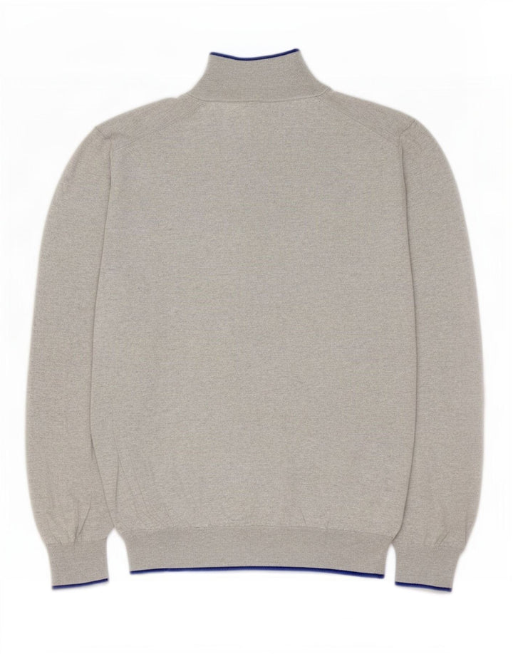 Massimo Dutti Pulover pentru bărbați cu gât cu nasturi, bumbac mare, cu pete gri