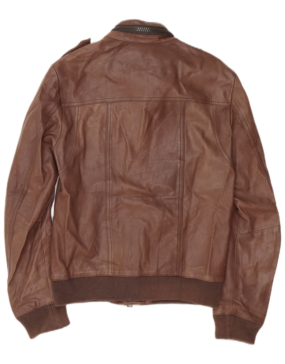 Jachetă militară din piele pentru bărbați Zen IT 48 din piele maro medie