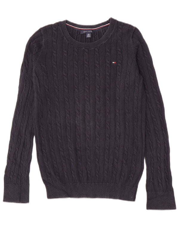 Pulover pentru damă Tommy Hilfiger cu gât de barcă UK 6 XS Bumbac bleumarin