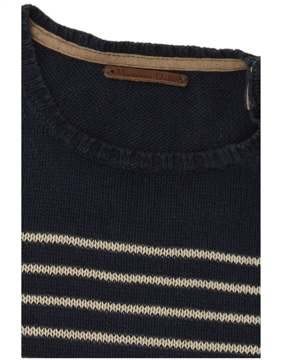 Pulover Massimo Dutti pentru bărbați cu decolteu rotund, în dungi, albastru bleumarin mediu