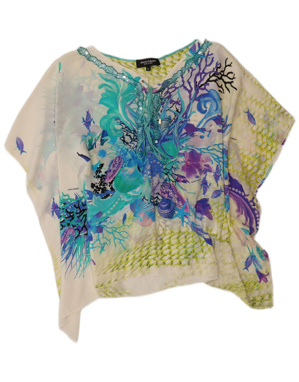 Marta Palmieri Bluză Poncho Femei Top UK 12 Mătase alb mediu mediu