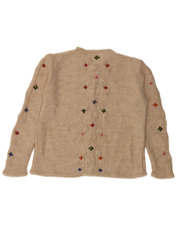 Pulover Cardigan Vintage pentru Damă UK 16 Mare Bej Floral