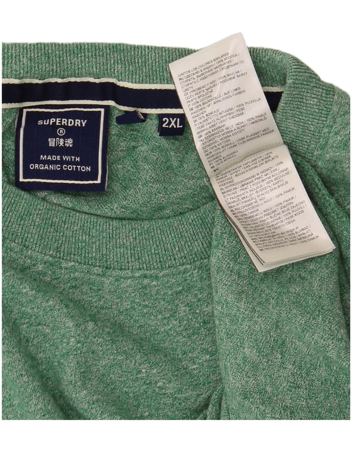SUPERDRY tricou pentru bărbați Top 2XL verde bumbac cu pete