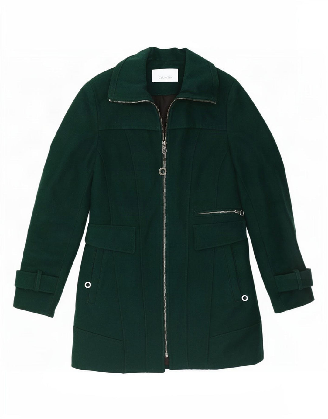 Trench pentru femei Calvin Klein UK 10 Small Green Wool Classic
