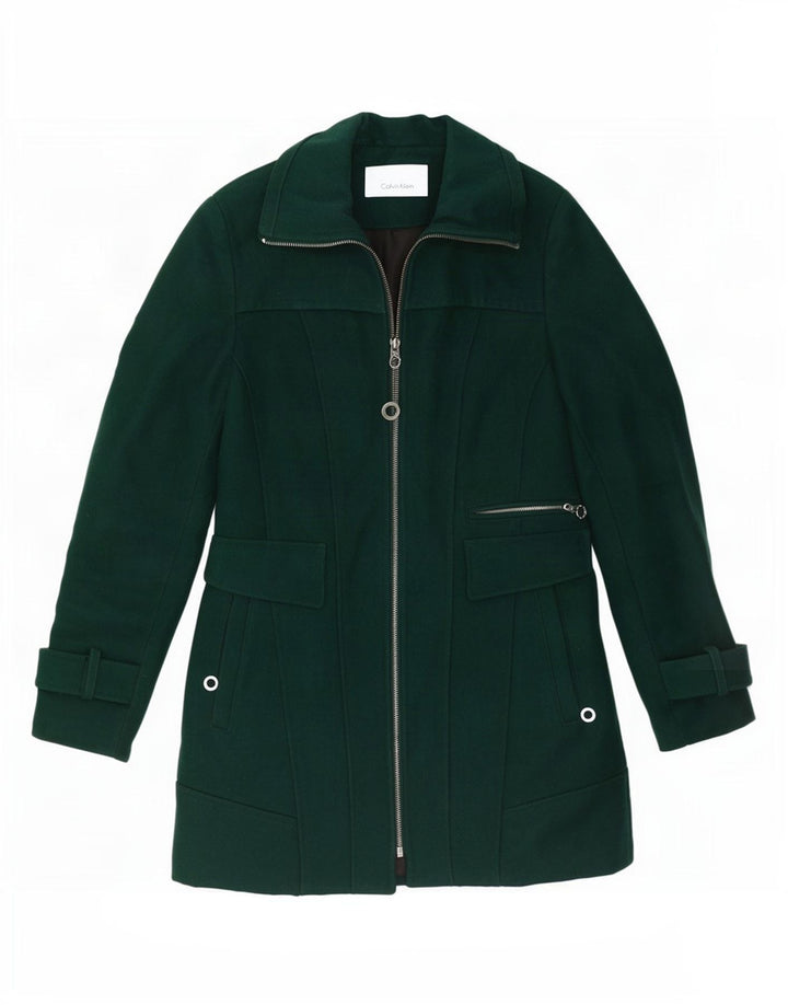Trench pentru femei Calvin Klein UK 10 Small Green Wool Classic