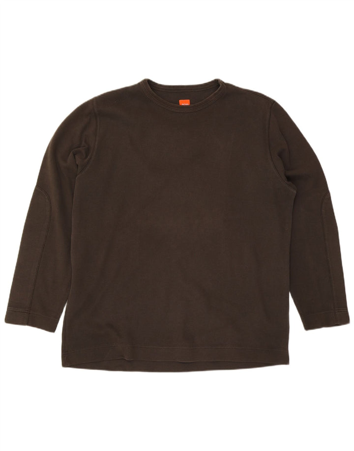 Top pentru bărbați Hugo Boss cu mânecă lungă 2XL din bumbac kaki