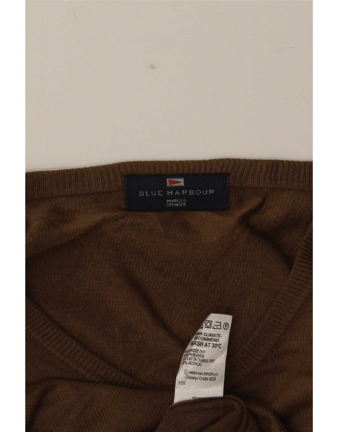 Pulover Marks & Spencer pentru bărbați, Blue Harbour, cu decolteu în V, bej mediu