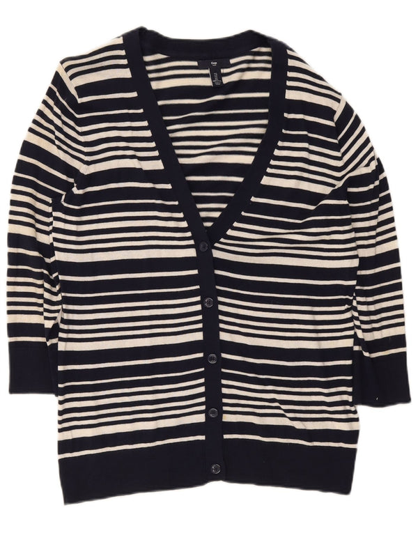 Pulover cardigan pentru femei Gap cu mâneci 3/4 UK 16 mare, bleumarin, bumbac cu dungi