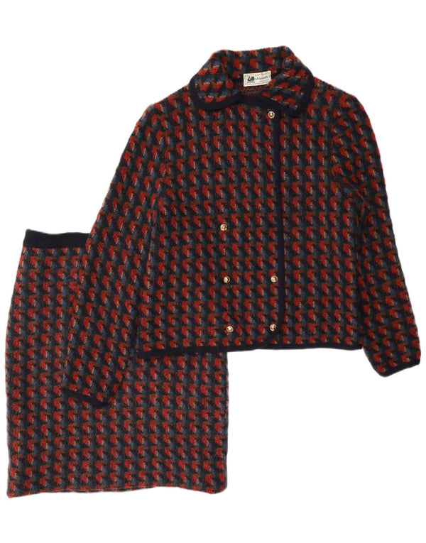 Set fuste tricot 2 piese vintage pentru femei UK 14 Medium W28 Red Houndstooth