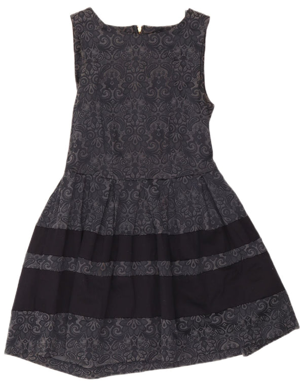 CLOSET Rochie A-Line fără mâneci pentru femei UK 12 Medium Gri Bumbac Floral