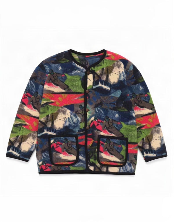 Jachetă din lână cu grafică vintage pentru bărbați UK 42 XL multicoloră