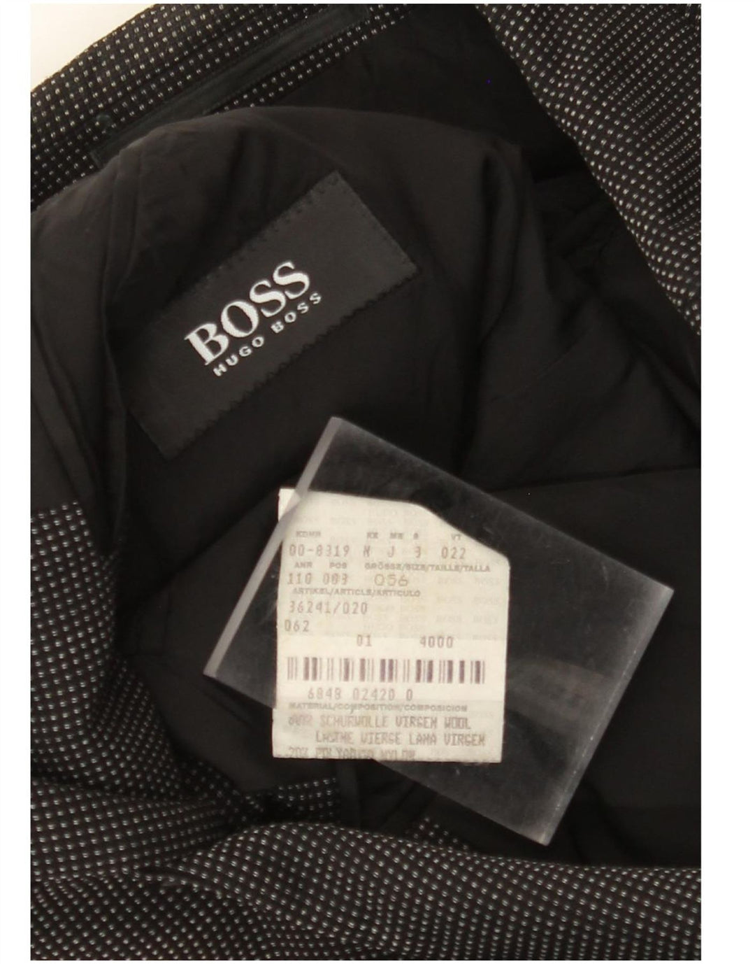 Blazer pentru bărbați HUGO BOSS cu 3 nasturi EU 56 3XL Lână cu pete negre