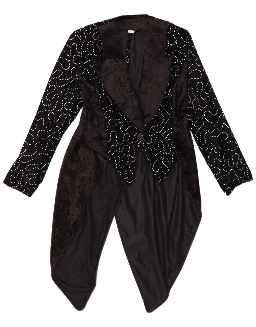 VINTAGE Jachetă cu frac cu model abstract pentru femei IT 42 Medium Black