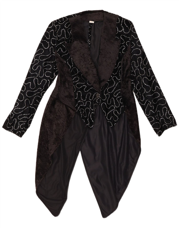 VINTAGE Jachetă cu frac cu model abstract pentru femei IT 42 Medium Black