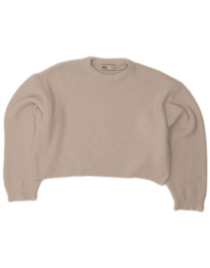 Pulover oversize cu decolteu rotund pentru femei Zara UK 14 Gri mediu