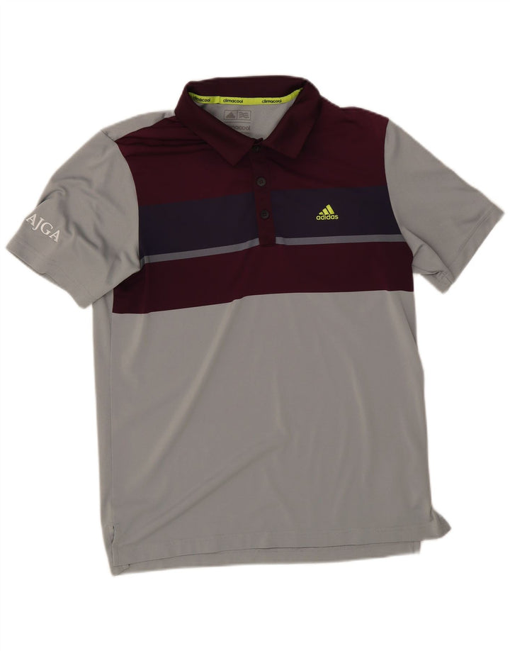 Tricou polo Adidas Climacool pentru bărbați, mic, gri, poliester color bloc